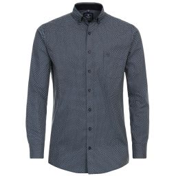 Chemise imprimée petits carrés col boutonné