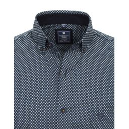 Chemise imprimée petits carrés col boutonné