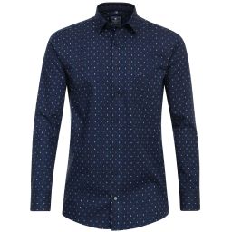 Chemise coton peigné à motifs col italien