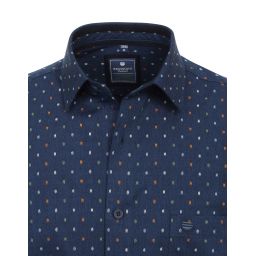 Chemise coton peigné à motifs col italien